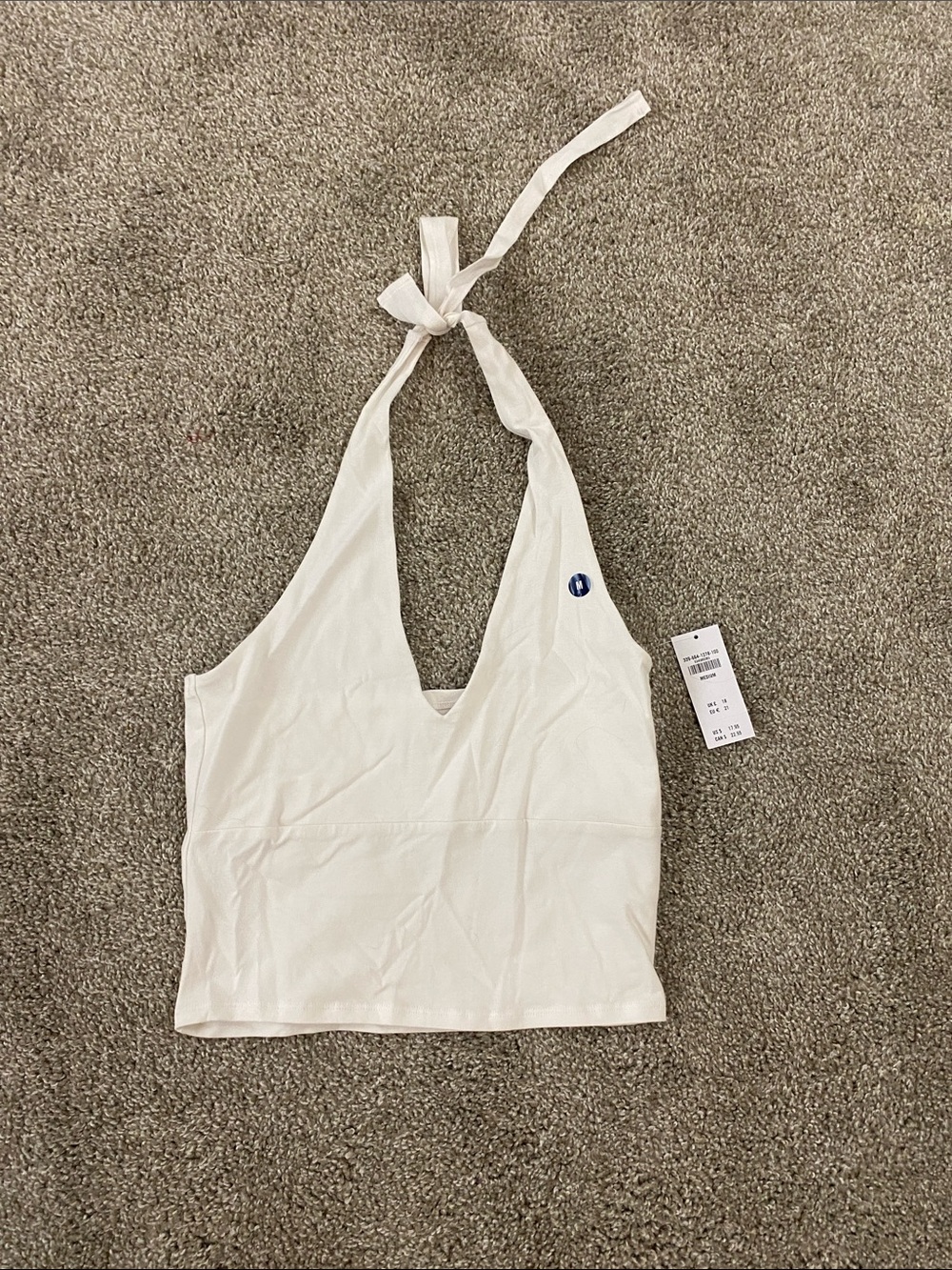 Hollister White Halter Tie Crop Top